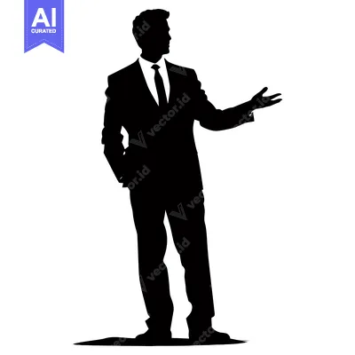 Popular premium asset: Silhouette of a Man in a Suit with One Hand Outstretched