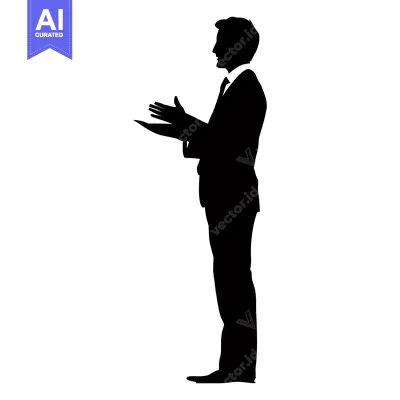 Popular premium asset: Silhouette of a Man in a Suit with Open Palms