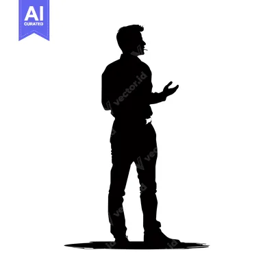 Premium design asset: Silhouette of a Man Standing with his Hand Outstretched