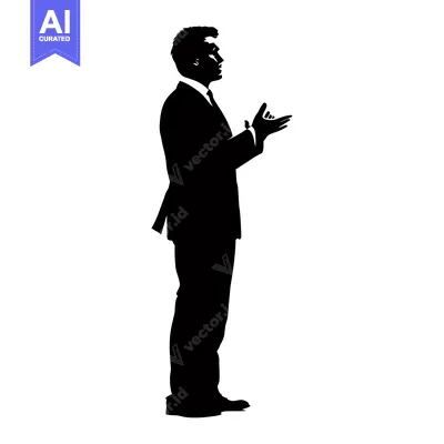 Aset premium populer: Silhouette of a Man in a Suit, Gesturing with His Right Hand
