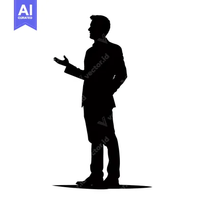 Popular premium asset: Silhouette of a Man Standing with an Open Hand Gesture