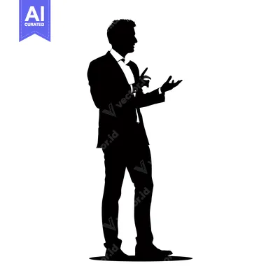 Popular premium asset: Silhouette of a man in a suit talking with his hands