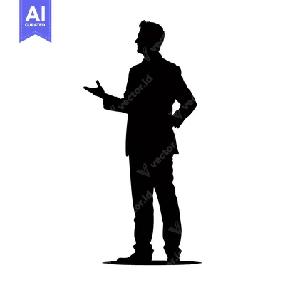 Popular premium asset: Silhouette of a Man in a Suit with One Hand Outstretched