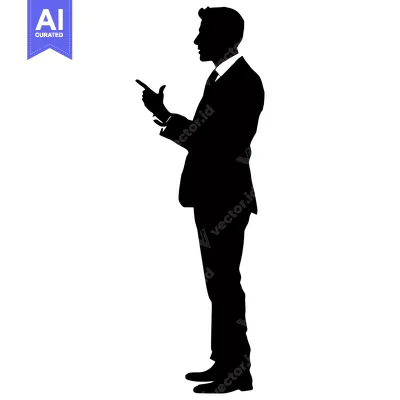 Popular premium asset: Silhouette of a Man in a Suit Pointing to His Right