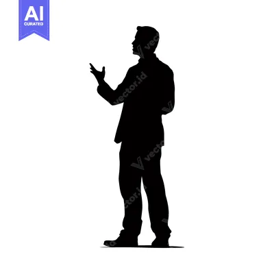 Silhouette of a Man in a Suit Gesturing with His Hand