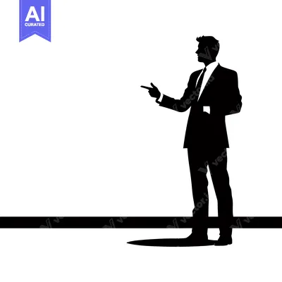 Popular premium asset: Silhouette of a Man in a Suit Pointing to the Left