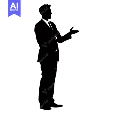 Aset premium populer: Silhouette of a Man in a Suit Gesturing with His Right Hand