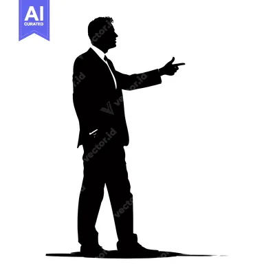 Aset premium populer: Silhouette of a Man in a Suit Pointing with His Right Hand