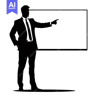 Premium design asset: Businessman Silhouette Pointing at Empty Board