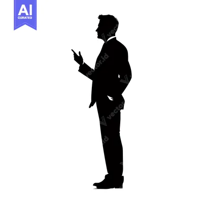 Premium design asset: Silhouette of a Man in a Suit Pointing with His Right Hand