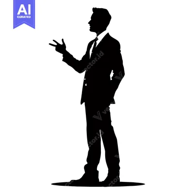 Premium design asset: Silhouette of a Man in a Suit Gesturing with his Hand