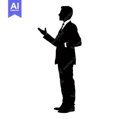 Aset premium populer: Silhouette of a Man in a Suit Presenting or Speaking