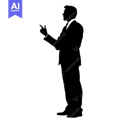 Premium design asset: Silhouette of a Man in a Suit Pointing with his Right Hand