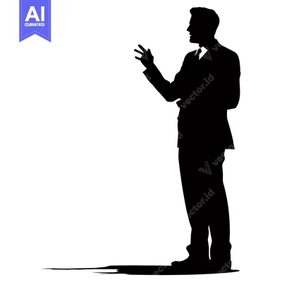 Aset desain premium: Silhouette of a Man in a Suit Speaking