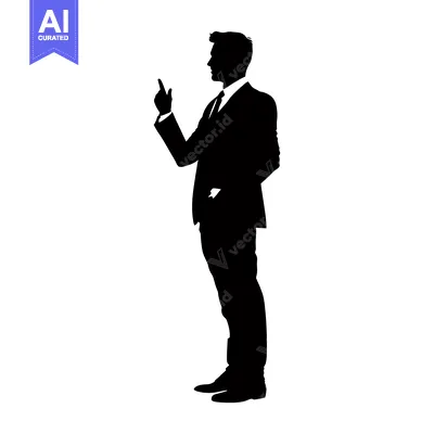 Popular premium asset: Silhouette of a Man in a Suit Pointing with His Right Index Finger