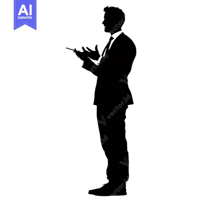 Aset premium populer: Silhouette of a Man in a Suit Gesturing with His Hands