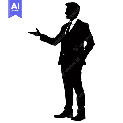 Aset premium populer: Silhouette of a Businessman Gesturing with Open Palm