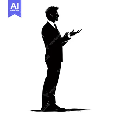 Aset premium populer: Silhouette of a Man in a Suit Speaking with Gestures