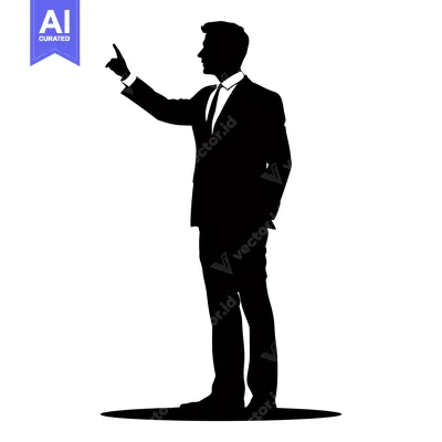 Aset premium populer: Silhouette of a Man in a Suit Pointing Upward
