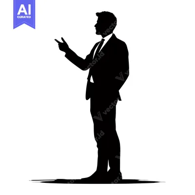 Popular premium asset: Silhouette of a Man in a Suit Pointing to the Right
