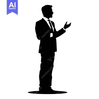 Premium design asset: Silhouette of a Man in a Suit Making a Presentation