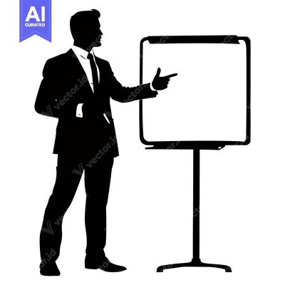 Aset premium populer: Silhouette of a Businessman Presenting on a Whiteboard