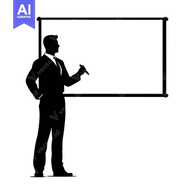 Silhouette of a Businessman Writing on a Whiteboard