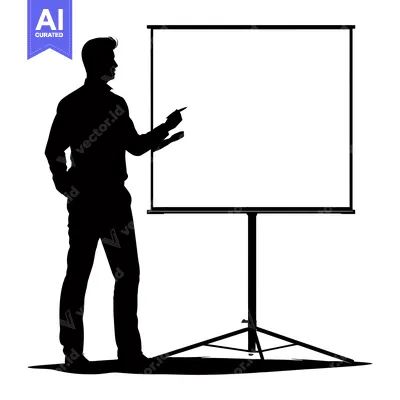 Popular premium asset: Silhouette of a man presenting on a blank projector screen