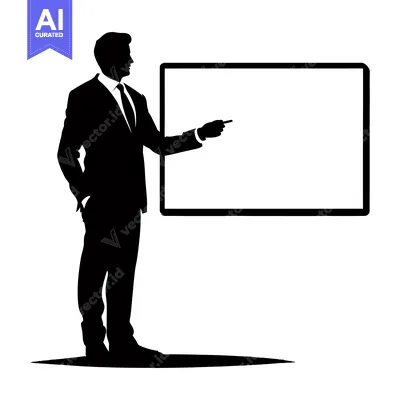 Premium design asset: Silhouette of a Man Presenting in Front of a Blank Board