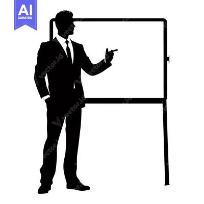 Aset premium populer: Silhouette of a Man Presenting on a Whiteboard