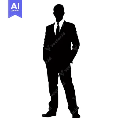 Premium design asset: Silhouette of a Man in a Suit with Hands in Pockets