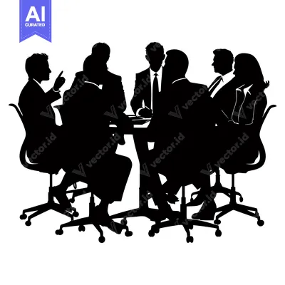 Popular premium asset: Silhouettes of Five Business Professionals in a Meeting