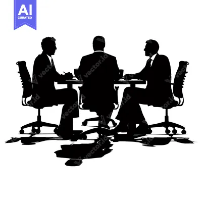 Premium design asset: Three Businessmen Silhouetted Sitting Around a Table