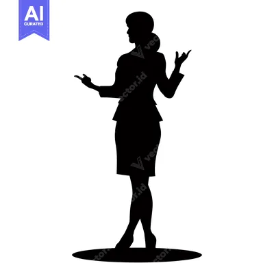 Popular premium asset: Silhouette of a woman in a business suit, standing with her arms outst