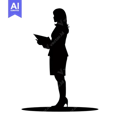 Premium design asset: Silhouette of a Woman in a Suit Holding a Folder