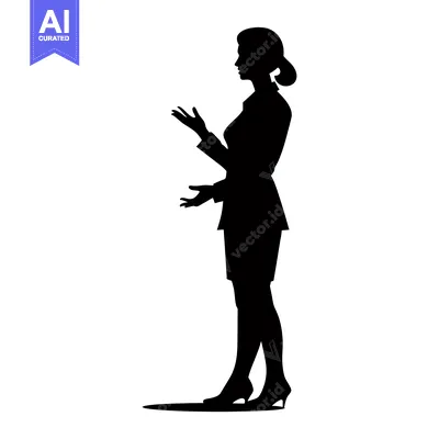 Silhouette of a Woman in a Suit with Her Hands Gesturing