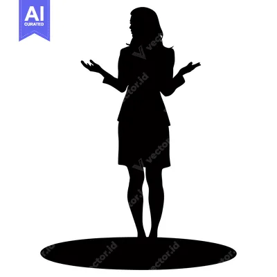 Aset desain premium: Silhouette of a Woman with Arms Outstretched