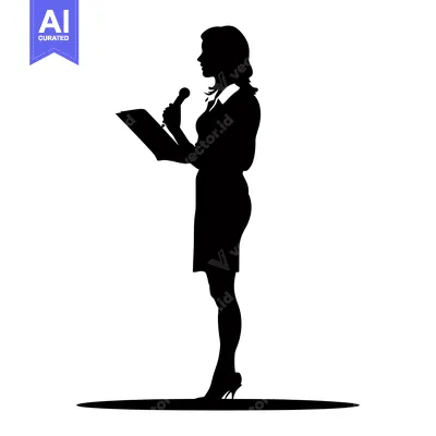 Aset premium populer: Silhouette of a Woman Speaking with a Microphone