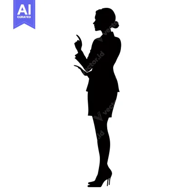 Aset premium populer: Silhouette of a Woman in a Suit, Pointing Upwards