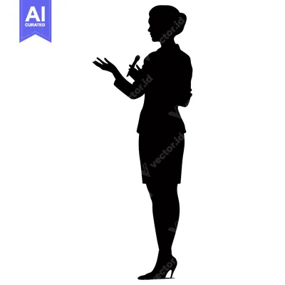 Silhouette of a Woman Holding a Microphone