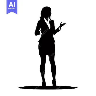 Popular premium asset: Silhouette of a Woman in a Suit, Presenting with an Open Hand