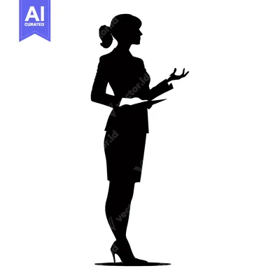 Aset premium populer: Silhouette of a Woman in a Business Suit Presenting