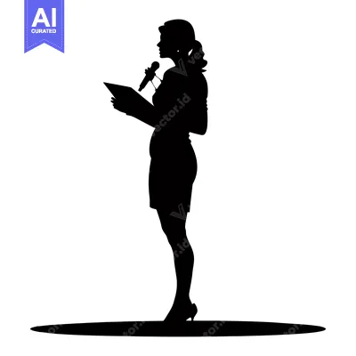 Popular premium asset: Silhouette of a Woman Speaking with a Microphone
