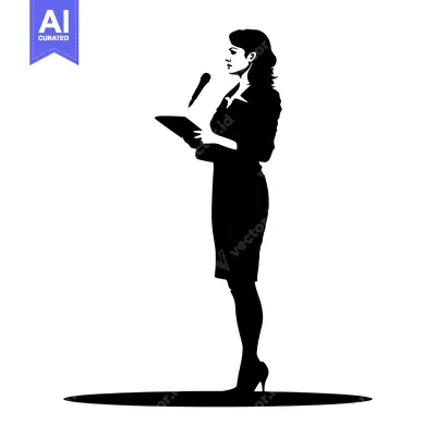 Popular premium asset: Silhouette of a Woman Giving a Speech with a Microphone