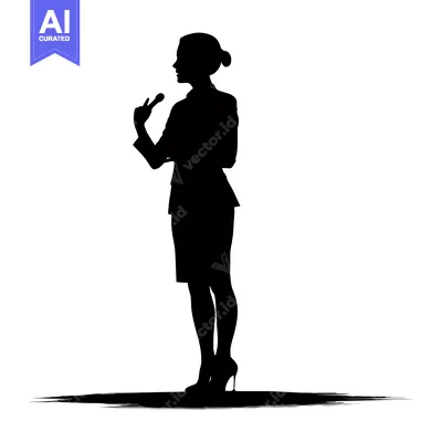 Premium design asset: Silhouette of a Woman Speaking into a Microphone