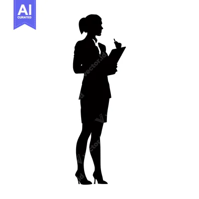 Aset premium populer: Silhouette of a woman in a business suit writing on a clipboard