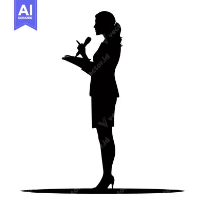 Aset premium populer: Silhouette of a Woman Holding a Microphone and Speaking