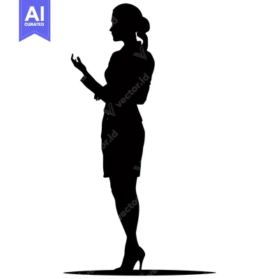Premium design asset: Silhouette of a Woman in a Business Suit with Her Hand Outstretched