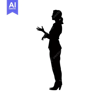 Aset premium populer: Silhouette of a Woman in a Suit with Her Arms Outstretched