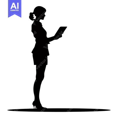 Aset premium populer: Silhouette of a Woman Holding a Tablet